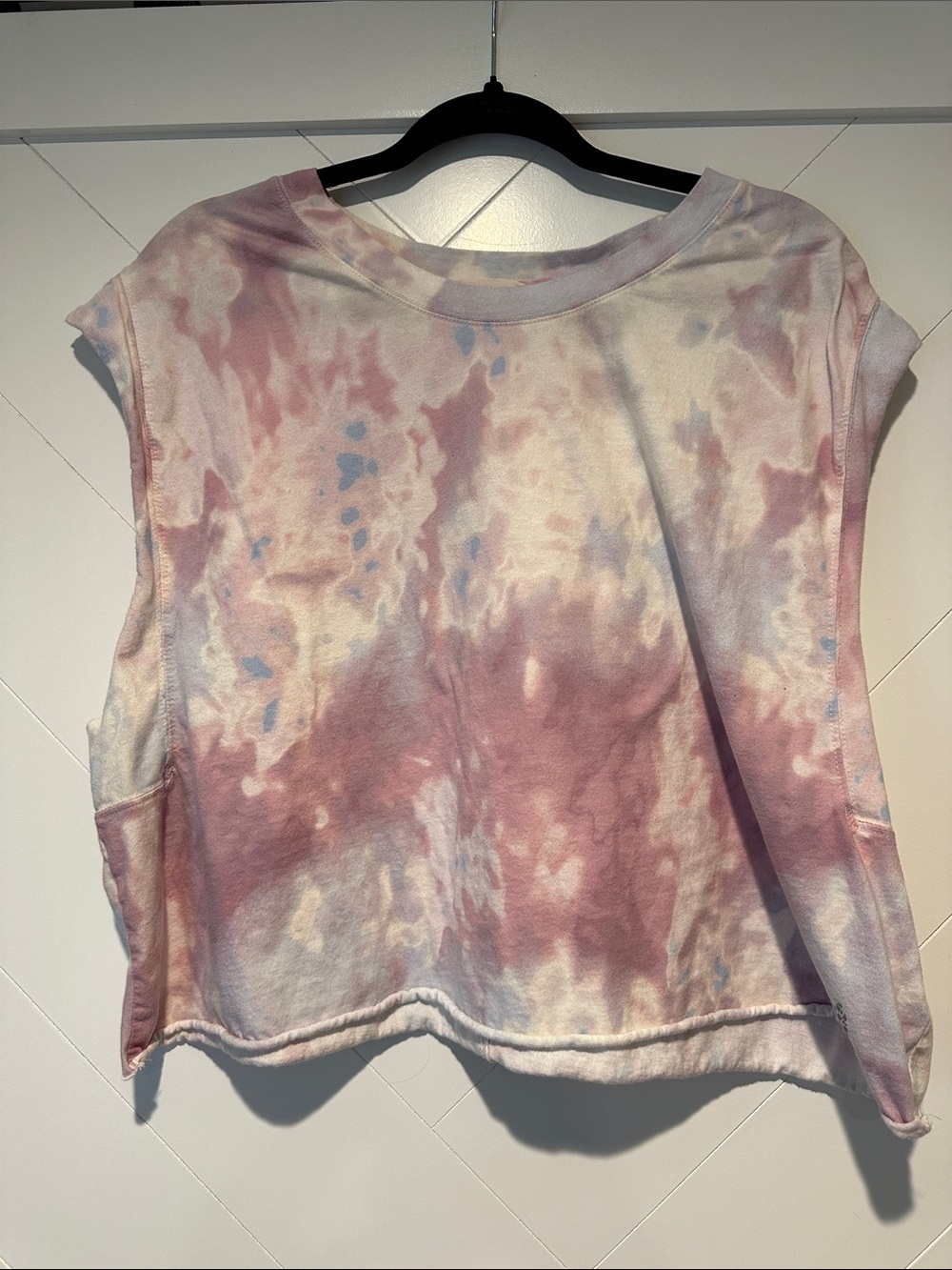 FP Movement by Free People Pink & Cream Tie-Dye Muscle Tee